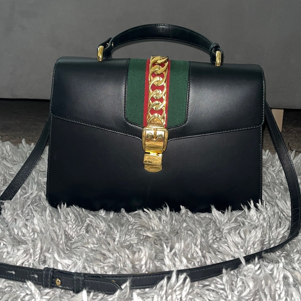 Gucci calfskin medium Sylvie top handle bag